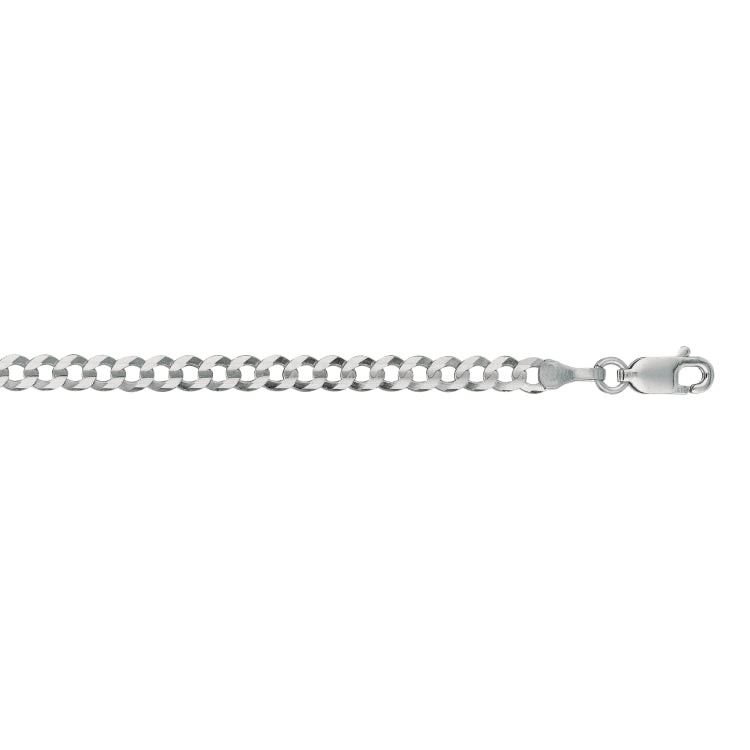 14K White Gold 3.6mm Comfort Curb 20 Chain with Lobster Lock
