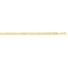 14K Yellow Gold 3.6mm White Pave Curb 22 Chain with Lobster Lock