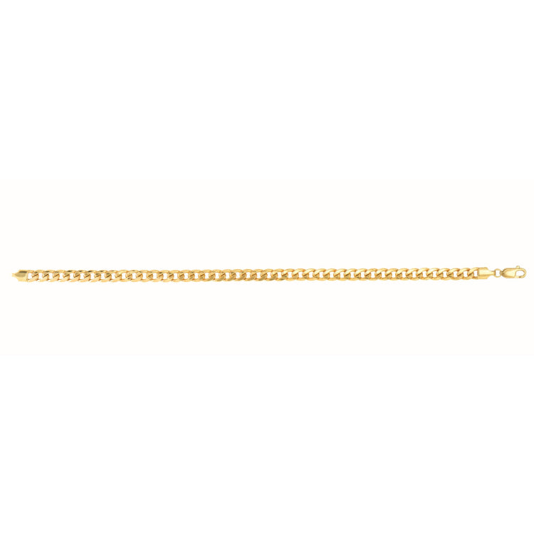 14K Yellow Gold 4.5mm Semi-Solid Miami Cuban 20 Chain with Lobster Lock