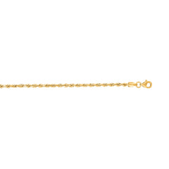 14K Yellow Gold 7 2.5mm Diamond Cut Royal Rope Chain Bracelet with Lobster Lock