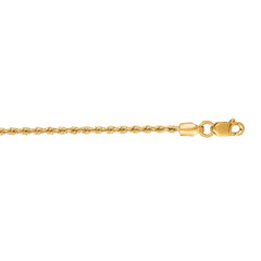 14K Yellow Gold 1.5mm Rope 18 Chain with Lobster Lock