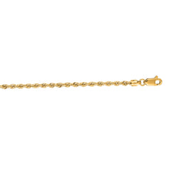 14K Yellow Gold 2.5mm Rope 16 Chain with Lobster Lock