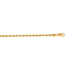 14K Yellow Gold 3mm Rope 16 Chain with Lobster Lock