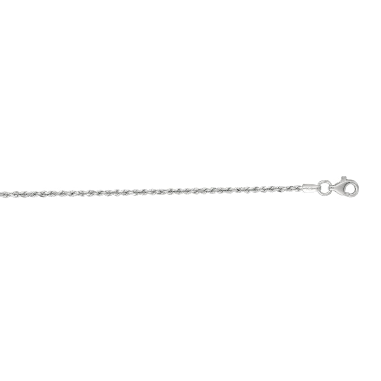 14K White Gold 1.6mm Diamond Cut Royal Rope 7 Chain Bracelet with Lobster Lock
