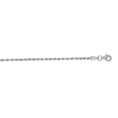 14K White Gold 1.8mm Diamond Cut Royal Rope 20 Chain with Lobster Lock