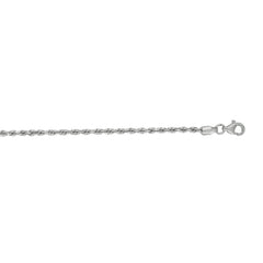 14K White Gold 2mm Diamond Cut Royal Rope 22 Chain with Lobster Lock