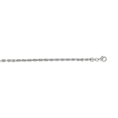 14K White Gold 3mm Diamond Cut Royal Rope 8 Chain Bracelet with Lobster Lock