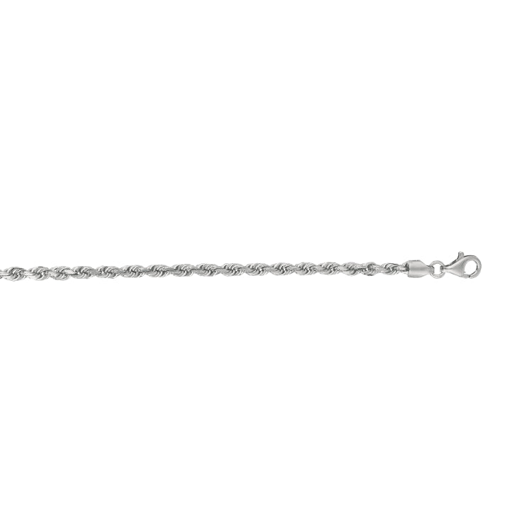 14K White Gold 3mm Diamond Cut Royal Rope 20 Chain with Lobster Lock