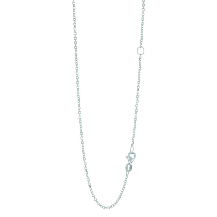 14K White Gold 1.5mm Extendable Diamond Cut Cable 18 Chain (Jump Ring at 16 inch) with Lobster Lock