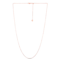 14K Rose Gold 1.1mm Adjustable Diamond Cut Cable 22 Chain with Lobster Lock