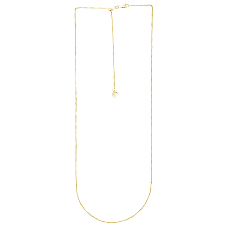 14K Yellow Gold 1mm Adjustable Wheat 30 Chain with Lobster Lock