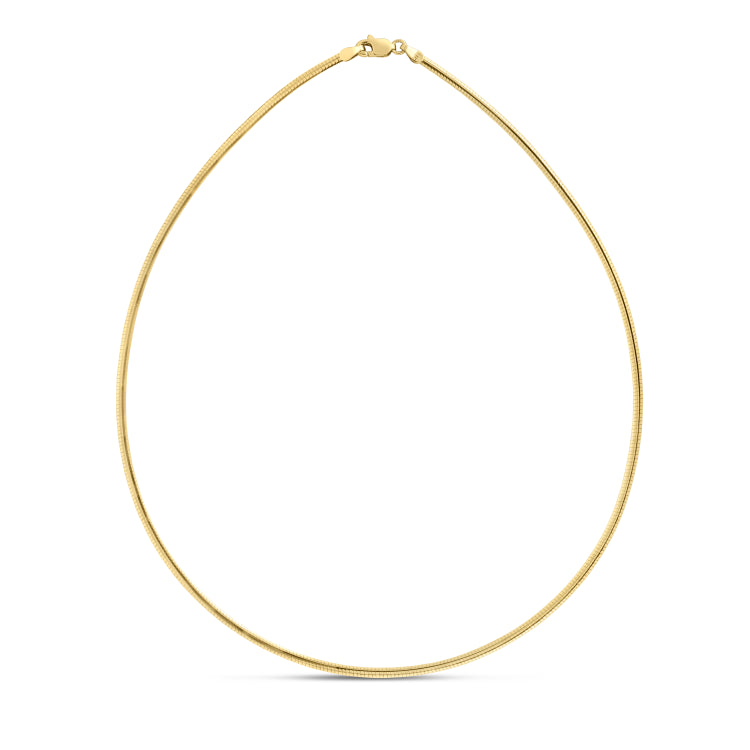 14K Yellow Gold 2mm Classic Omega with Lobster Lock
