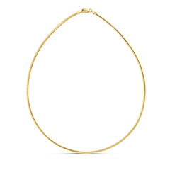 14K Yellow Gold 2mm Classic Omega with Lobster Lock