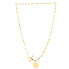14K Yellow Gold 17 Heart Charm & Toggle Oval Link