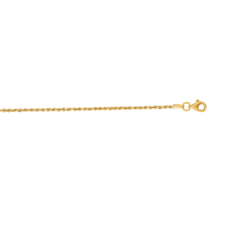 14K Yellow Gold 24 1.6mm Royal Rope Chain with Lobster Lock
