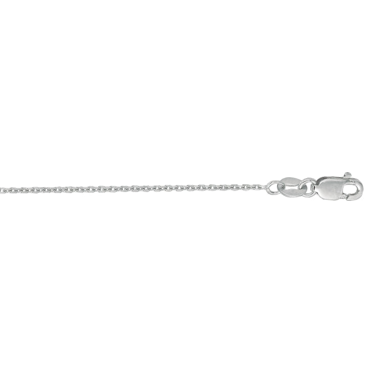 10K White Gold 1.1mm Diamond Cut Cable 16 Chain with Lobster Lock