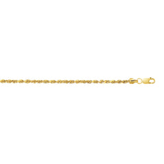 10K Yellow Gold 2.5mm Diamond Cut Lite Rope 18 Chain with Lobster Lock