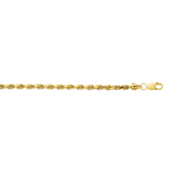 10K Yellow Gold 3.2mm Diamond Cut Lite Rope 20 Chain with Lobster Lock