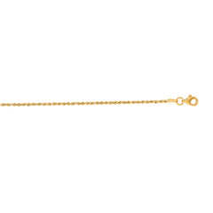 10K Yellow Gold 1.6mm Solid Diamond Cut Royal Rope 16 Chain with Lobster Lock