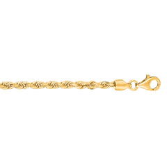 10K Yellow Gold 3.0mm Solid Diamond Cut Royal Rope 24 Chain with Lobster Lock