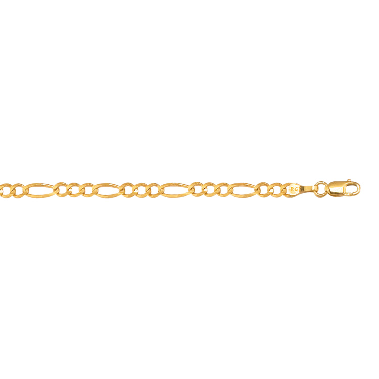 10K Yellow Gold 3.7mm Figaro 20 Chain with Lobster Lock