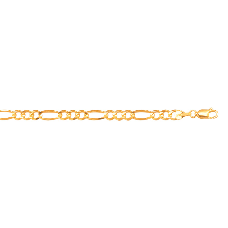 10K Yellow Gold 4.5mm Figaro 20 Chain with Lobster Lock