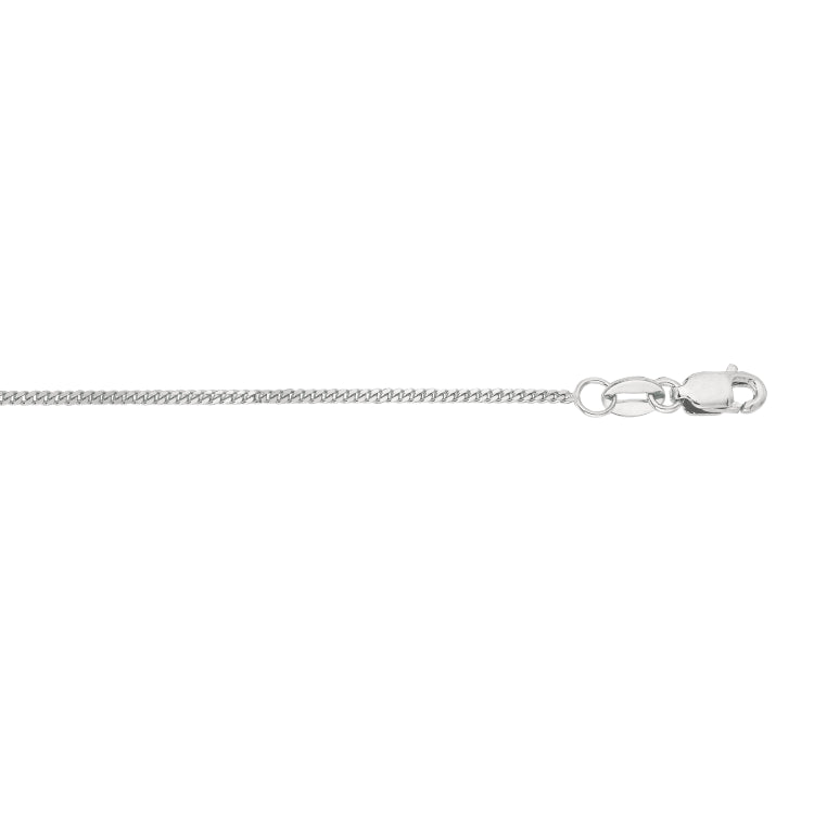 10K White Gold 1mm Gourmette 16 Chain with Lobster Lock