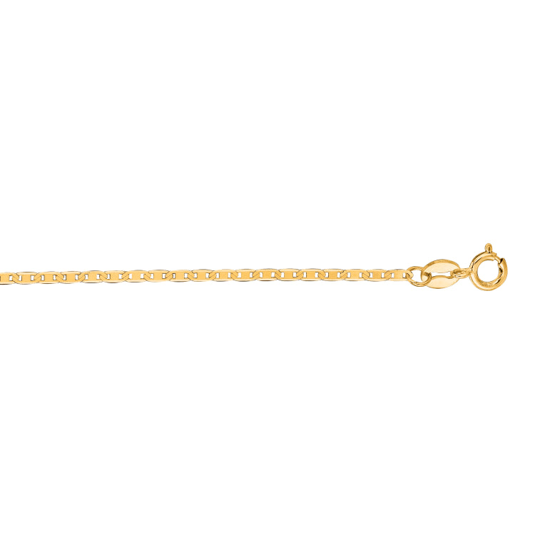 10K Yellow Gold 1.2mm Mariner 7 Chain Bracelet with Spring Ring