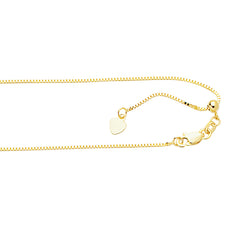 10K Yellow Gold 0.85mm Adjustable (adjusts up to 22 inches) Box 22 Chain with Lobster Lock