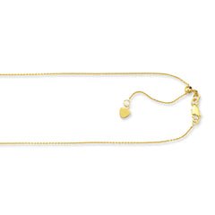 10K Yellow Gold 1.1mm Adjustable (adjusts up to 22 inches) Cable 22 Chain with Lobster Lock
