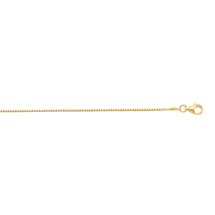 Sterling Silver 1.1mm Yellow Classic Box 20 Chain with Lobster Clasp