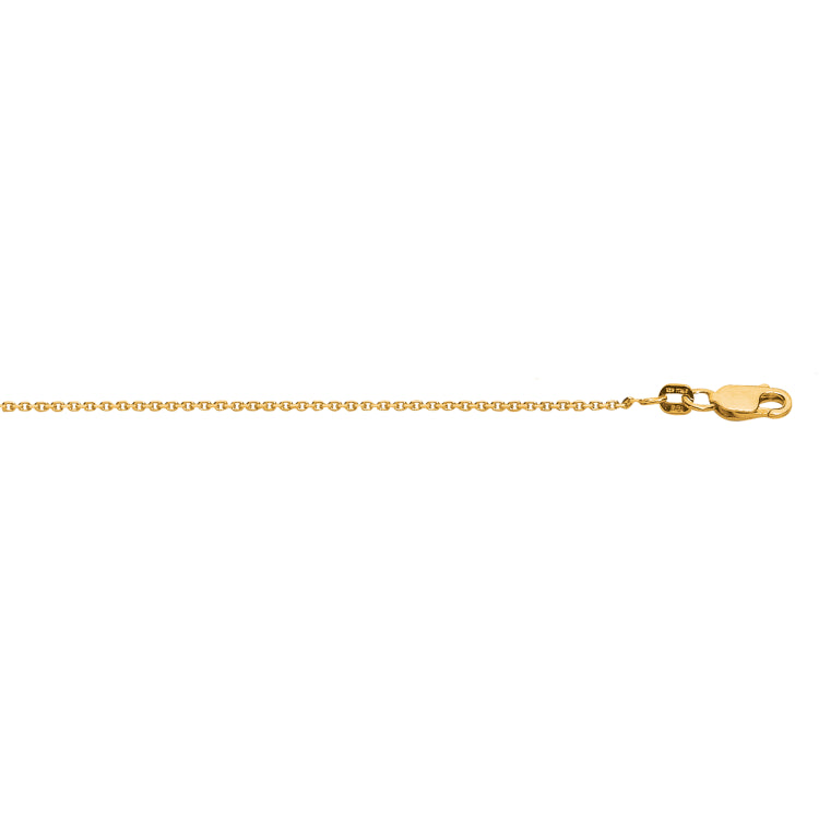 Sterling Silver 1.4mm Yellow Plated Diamond Cut Cable 18 Chain with Lobster Clasp