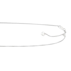 Sterling Silver 1.2mm Adjustable Round Box 22 Chain with Lobster Clasp