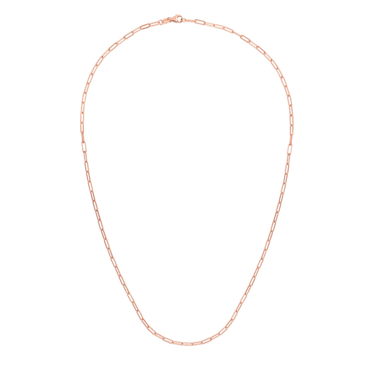 14K Rose Gold 2.1mm Paperclip 20 Chain with Lobster Lock