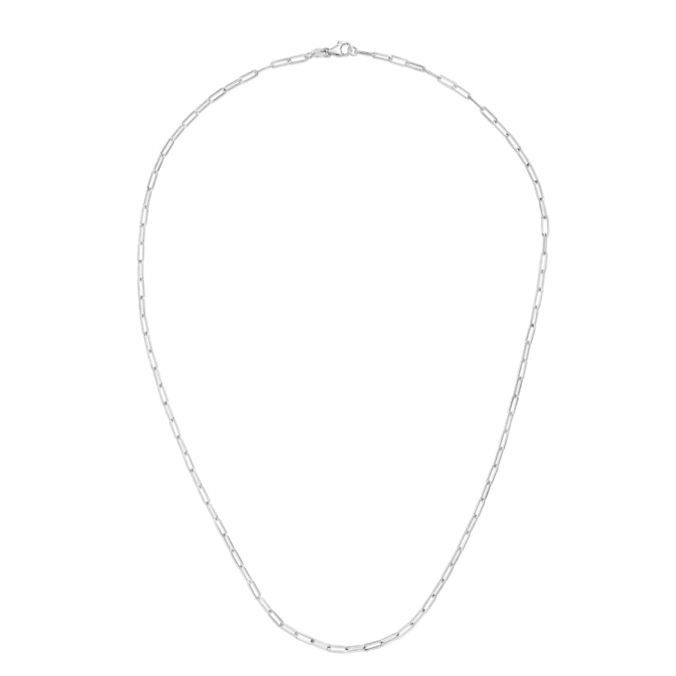 14K White Gold 2.1mm Paperclip 18 Chain with Lobster Lock
