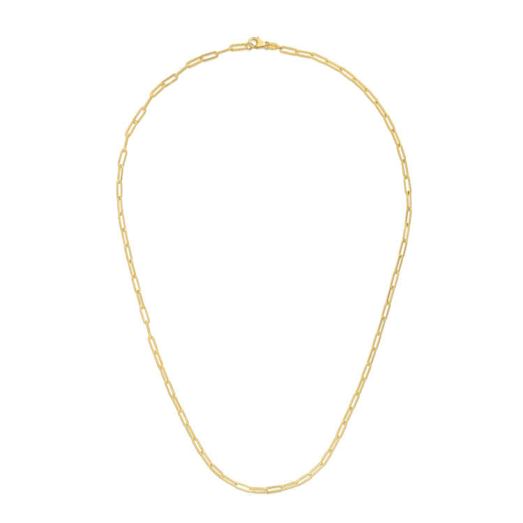 14K Yellow Gold 2.5mm Paperclip 24 Chain with Lobster Lock