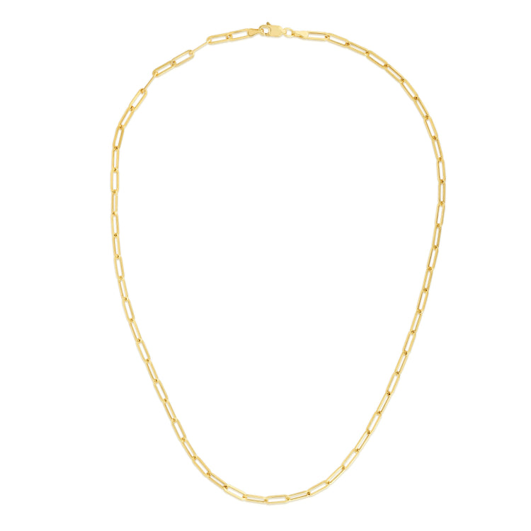 14K Yellow Gold 3.2mm Paperclip 10 Chain Anklet with Lobster Lock