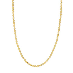14K Yellow Gold 2.2mm Oval Mirror Link 16 Chain with Lobster Lock