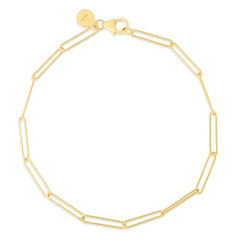 14K Yellow Gold 18 Lungo Paperclip Chain Necklace with Pear Shaped Lobster Clasp.
