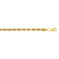 14K Yellow Gold 4mm 24 Diamond Cut Lite Rope Chain with Lobster Clasp