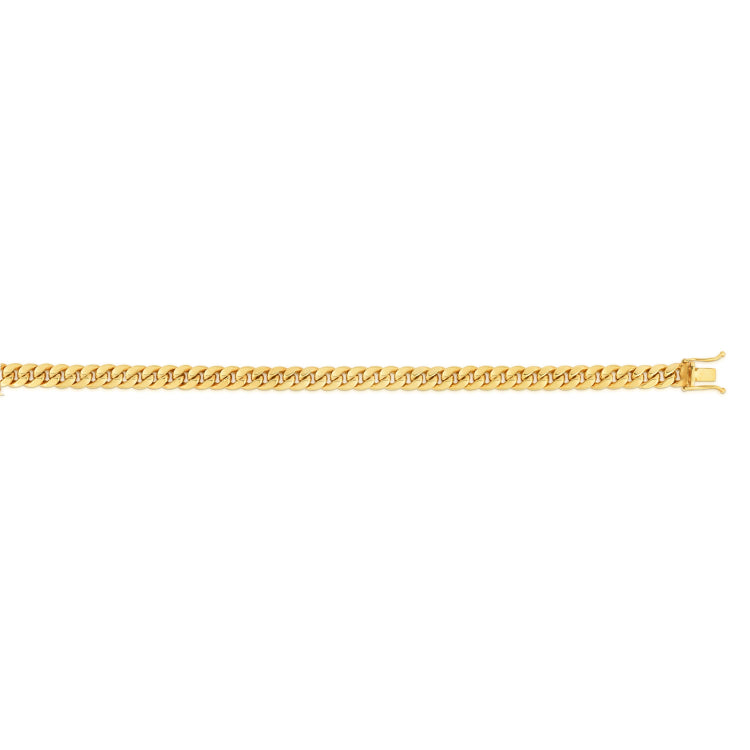 14K Yellow Gold 24 4.5mm Semi-Solid Miami Cuban Chain with Box Clasp