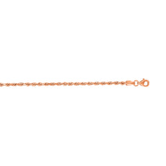 14K Rose Gold 22 2.3mm Diamond Cut Solid Royal Rope Chain with Lobster Clasp