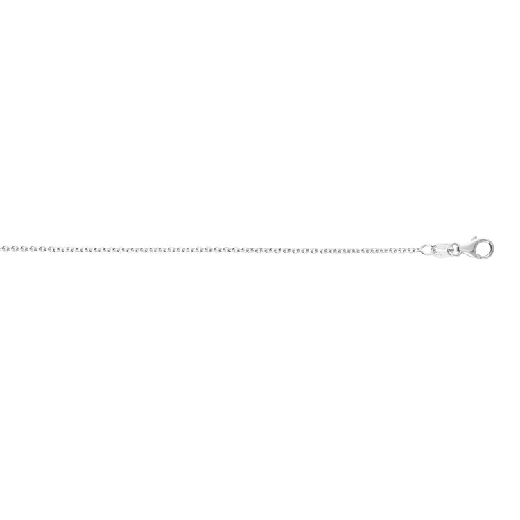 14K White Gold 1.9mm 18 Round Cable Chain with Lobster Clasp
