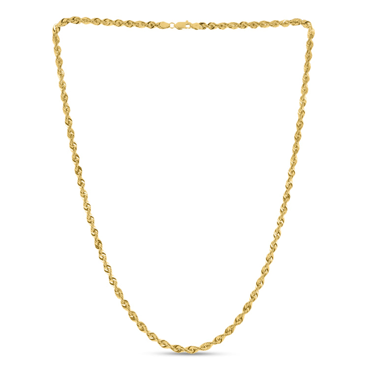 10K Yellow Gold 5mm 22 Diamond Cut  Semi-Solid Rope Chain with Lobster Clasp
