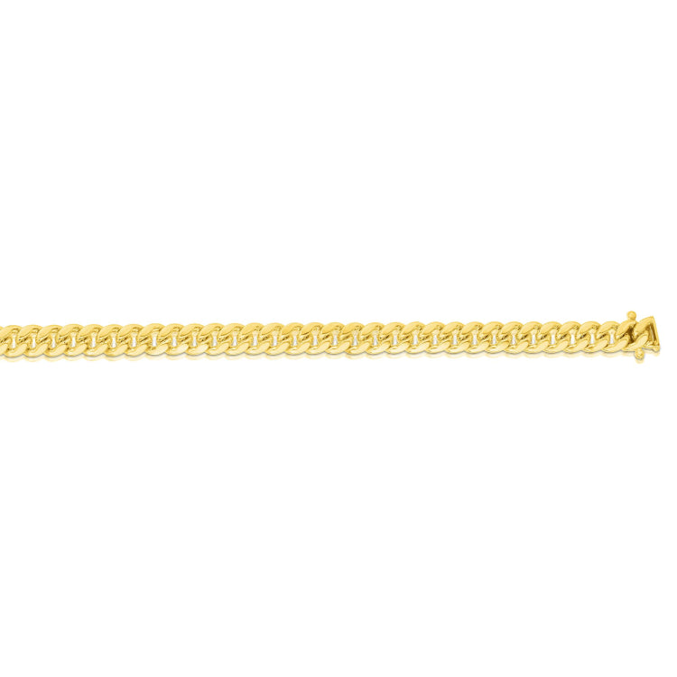 10K Yellow Gold 22 4.5mm Semi-Solid Miami Cuban Chain with Box Clasp