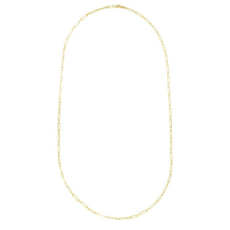 14K Yellow Gold 10 2.8mm Alternating Paperclip Link Chain Anklet with Lobster Lock.