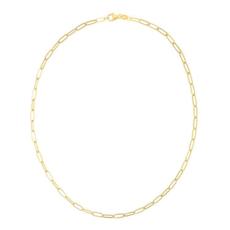 14K Yellow Gold 3.5mm Paperclip 18 Chain Necklace