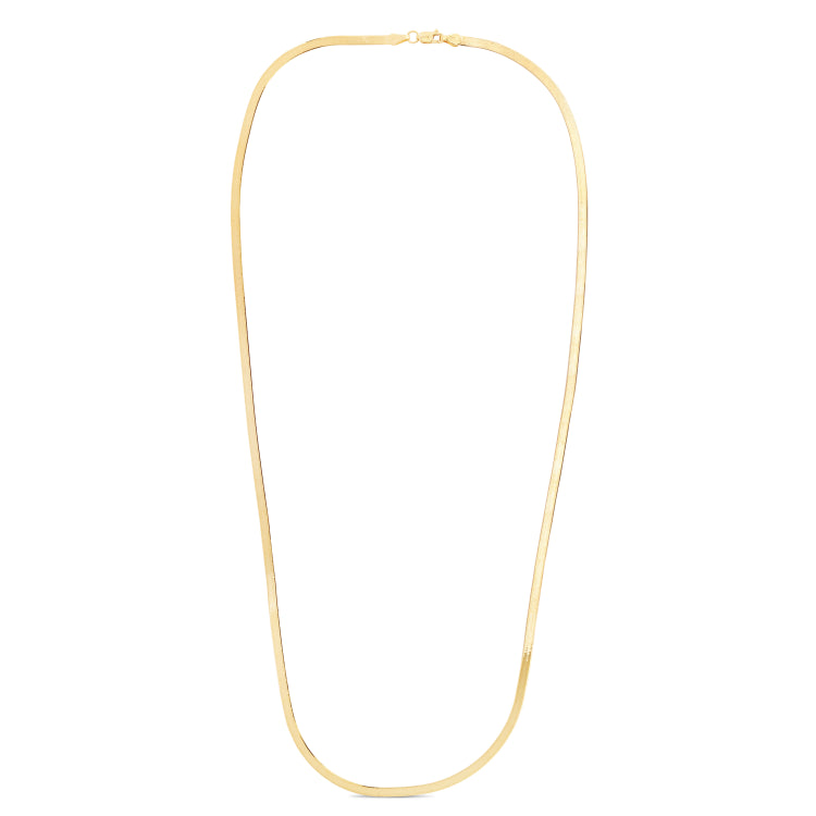 14K Yellow Gold 1.5mm Polished Beveled Herringbone 20 Chain Necklace with Lobster Clasp