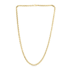 14K Yellow Gold 5mm Men's Fancy Box 22 Chain Necklace with Lobster Clasp.