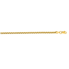14K Yellow Gold 2.5mm Lite Round Box 22 Chain with Lobster Lock